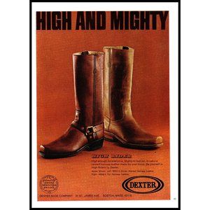 1970 Dexter Shoe Company High Rider Leather Boot Vintage Print Ad 70s Wall Art